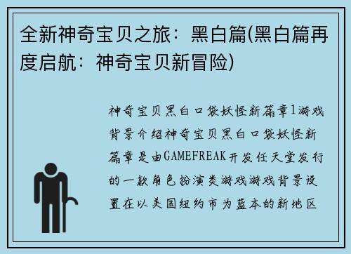 全新神奇宝贝之旅：黑白篇(黑白篇再度启航：神奇宝贝新冒险)